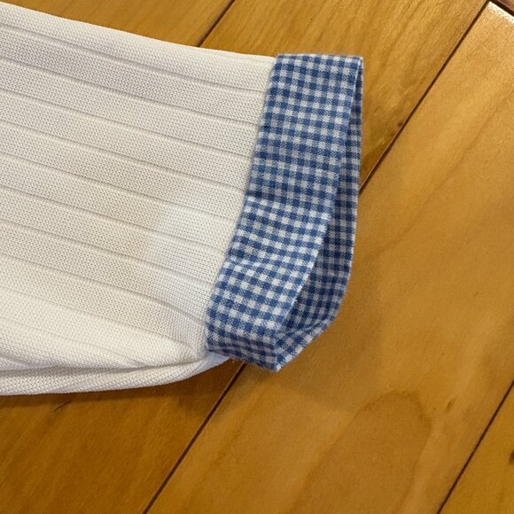 Vintage Baby Boy Cardigan Sweater 6 Months Cottagecore white blue gingham teddy - Picture 5 of 8